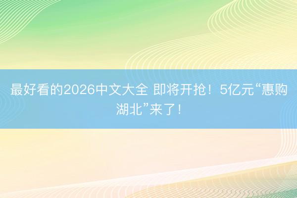 最好看的2026中文大全 即将开抢！5亿元“惠购湖北”来了！