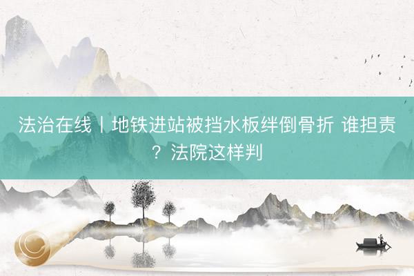 法治在线丨地铁进站被挡水板绊倒骨折 谁担责？法院这样判
