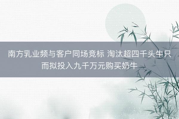 南方乳业频与客户同场竞标 淘汰超四千头牛只而拟投入九千万元购买奶牛
