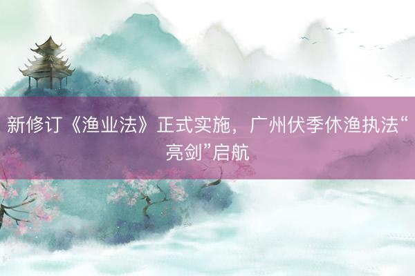 新修订《渔业法》正式实施，广州伏季休渔执法“亮剑”启航