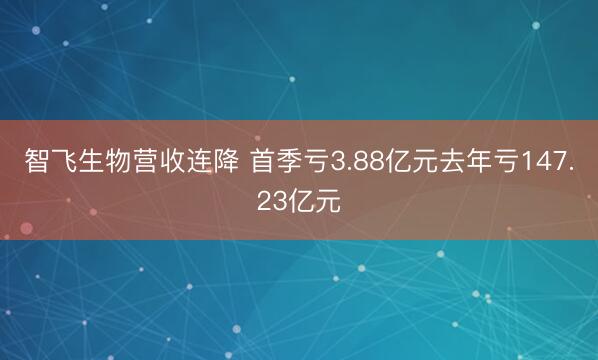 智飞生物营收连降 首季亏3.88亿元去年亏147.23亿元