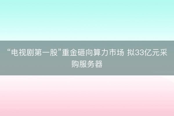 “电视剧第一股”重金砸向算力市场 拟33亿元采购服务器