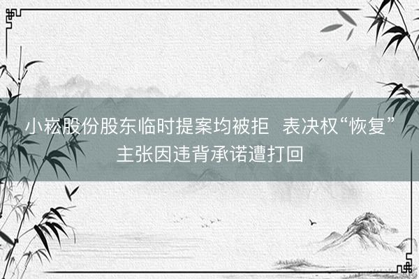 小崧股份股东临时提案均被拒  表决权“恢复”主张因违背承诺遭打回
