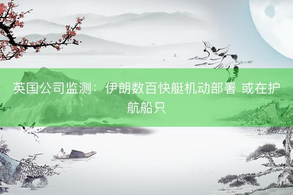 英国公司监测：伊朗数百快艇机动部署 或在护航船只