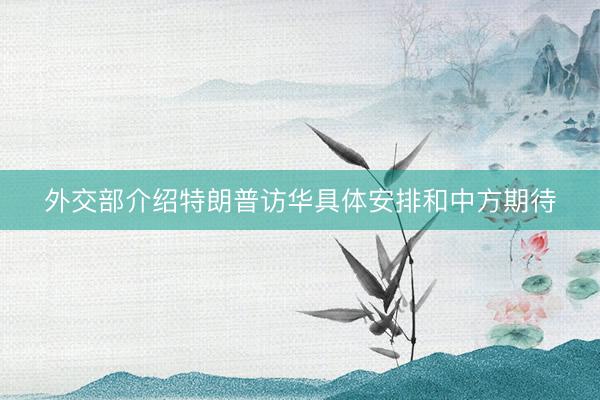外交部介绍特朗普访华具体安排和中方期待