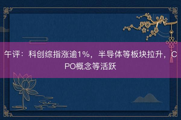 午评:科创综指涨逾1%,半导体等板块拉升,CPO概念等活跃
