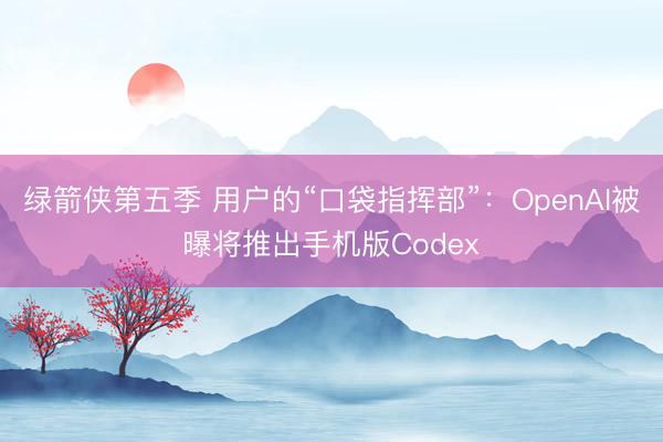 绿箭侠第五季 用户的“口袋指挥部”:OpenAI被曝将推出手机版Codex