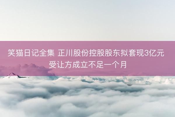 笑猫日记全集 正川股份控股股东拟套现3亿元 受让方成立不足一个月