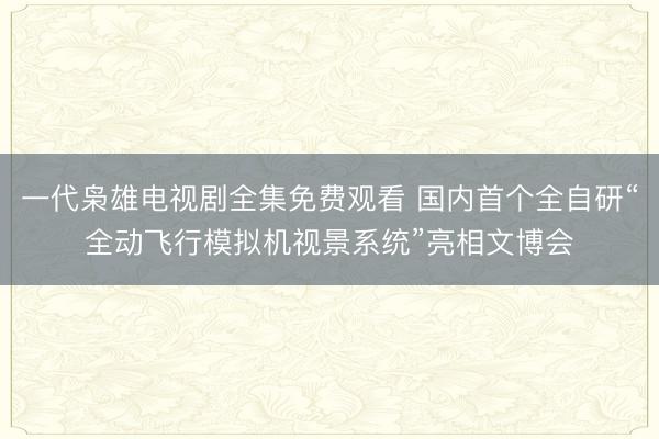 一代枭雄电视剧全集免费观看 国内首个全自研“全动飞行模拟机视景系统”亮相文博会