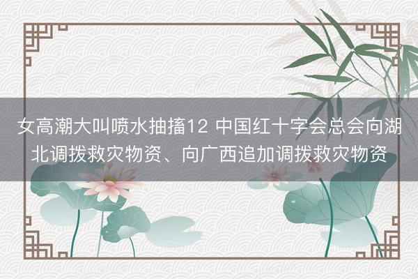 女高潮大叫喷水抽搐12 中国红十字会总会向湖北调拨救灾物资、向广西追加调拨救灾物资