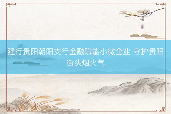 建行贵阳朝阳支行金融赋能小微企业 守护贵阳街头烟火气