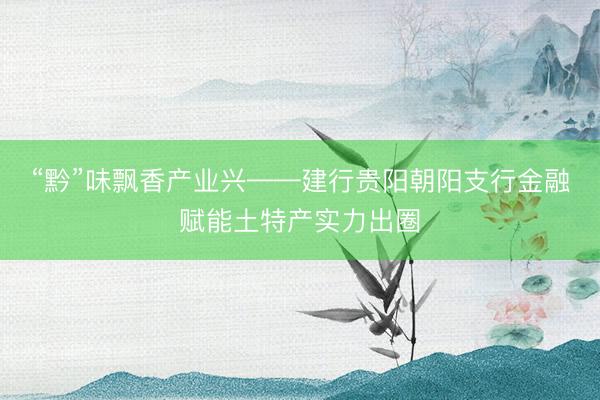 “黔”味飘香产业兴——建行贵阳朝阳支行金融赋能土特产实力出圈