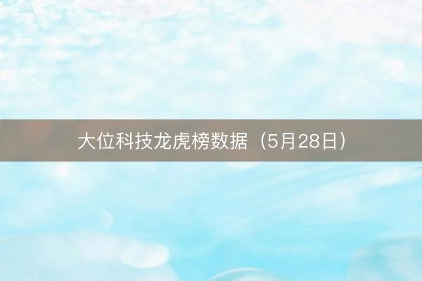 大位科技龙虎榜数据（5月28日）