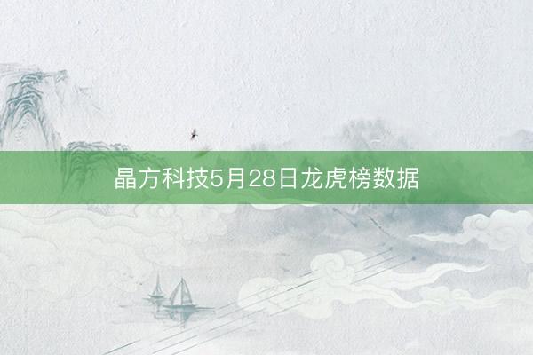 晶方科技5月28日龙虎榜数据