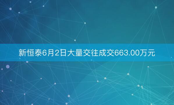 新恒泰6月2日大量交往成交663.00万元