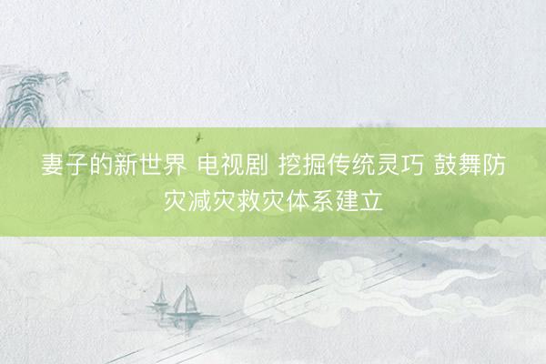妻子的新世界 电视剧 挖掘传统灵巧 鼓舞防灾减灾救灾体系建立