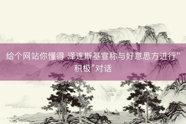 给个网站你懂得 泽连斯基宣称与好意思方进行“积极”对话