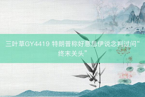 三叶草GY4419 特朗普称好意思伊说念判过问“终末关头”