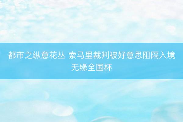 都市之纵意花丛 索马里裁判被好意思阻隔入境无缘全国杯